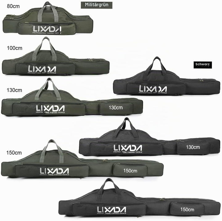 Lixada Tragbare Angeltasche, faltbar, Angelrutentasche, Outdoor-Angeltasche, 100 cm/130 cm/150 cm Gr