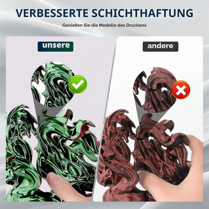 ERYONE Dual Zweifarbig PLA Filament 1.75mm, 3D Drucker Filament 1kg Spule +/- 0,02 mm, Rote und Grün