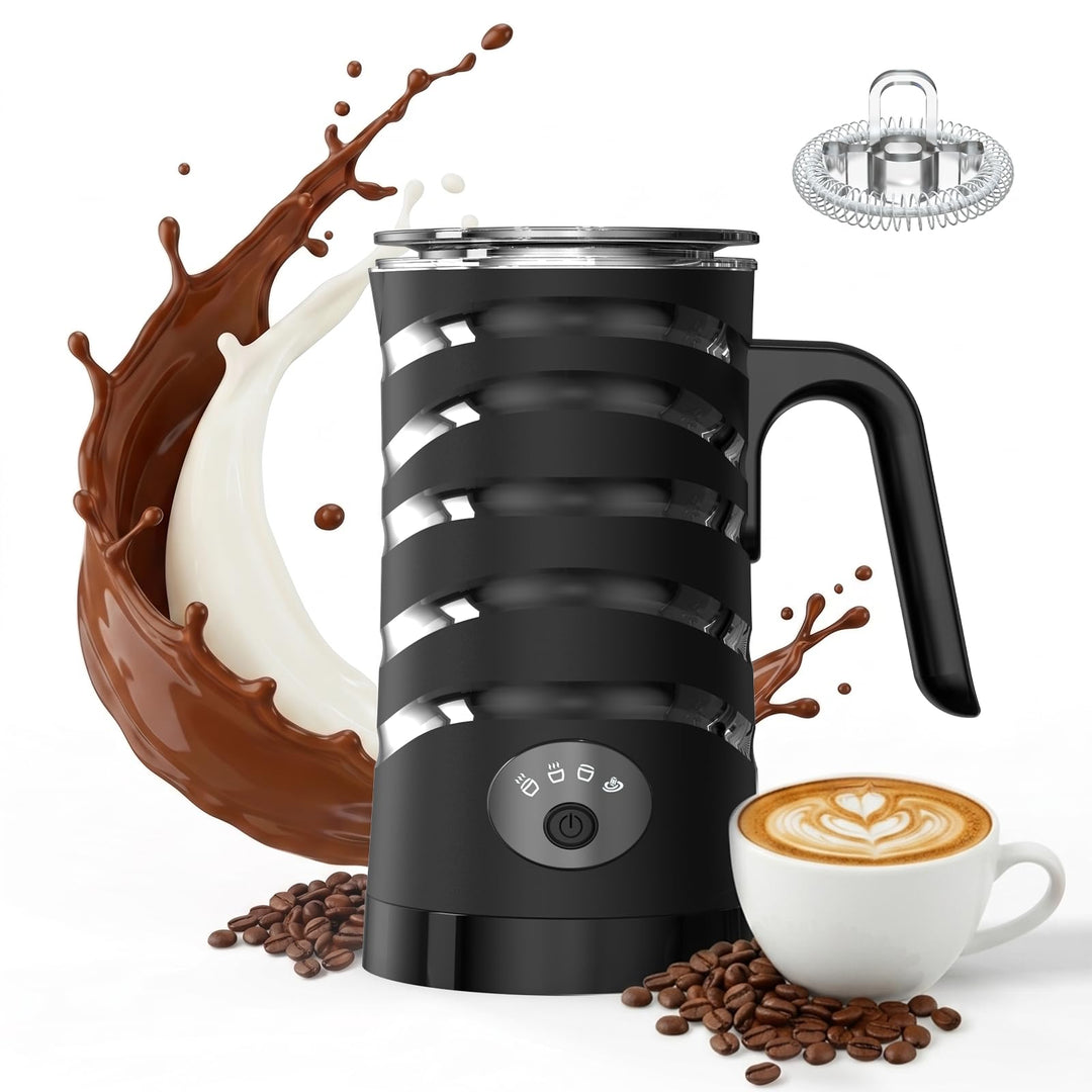 Electric Milk Frother 4-in-1 Milk Frother for Hot and Cold Milk Heating Non-Stick Coating Automatic