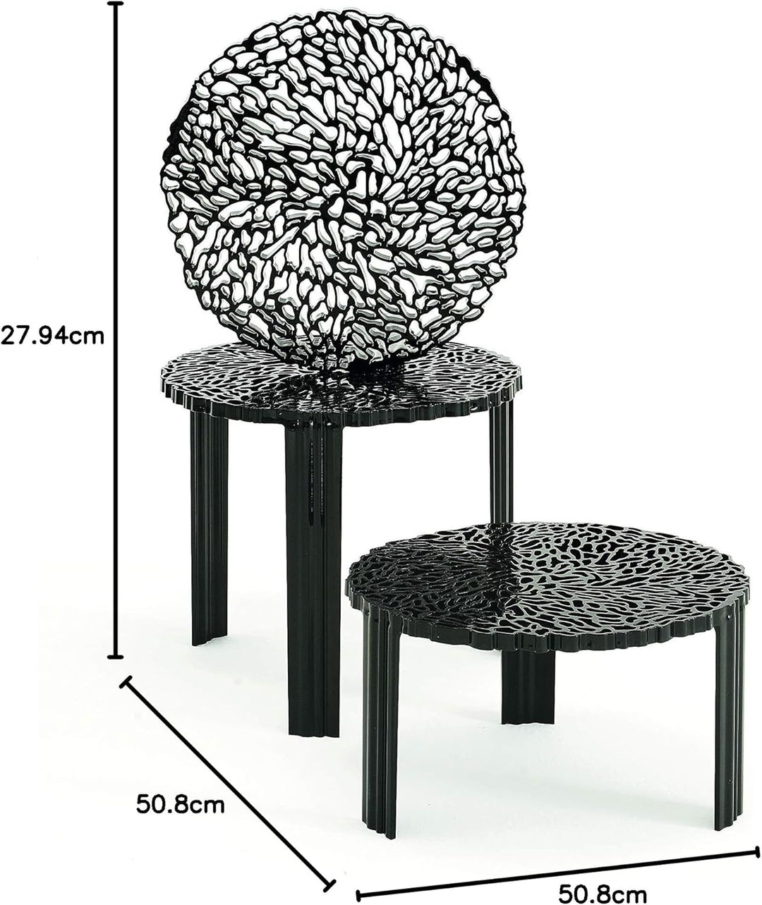Kartell 08500NE T-Table Möbel, schwarz, 50 x 50 x 28 cm H. 28 cm Nero, H. 28 cm Nero