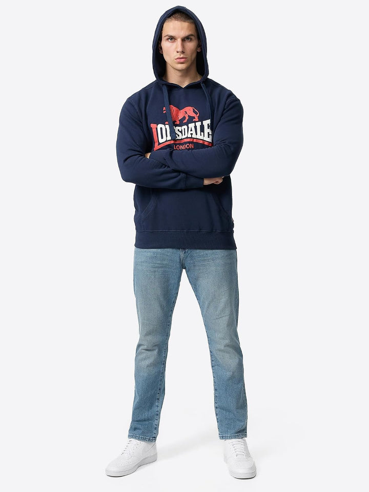 Lonsdale London Thurning Männer Kapuzenpullover Bordeaux Basics, Casual Wear, Streetwear S Navy/Red/