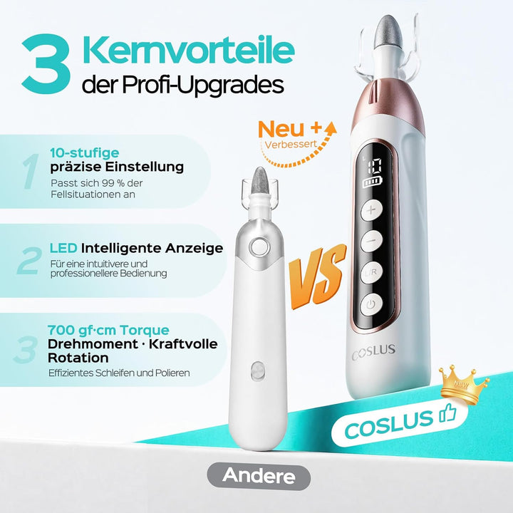 COSLUS C60 Kabellos Elektrischer Nagelfräser, 45000 U/Min für Gelnägel Roségold und Weiss, Roségold