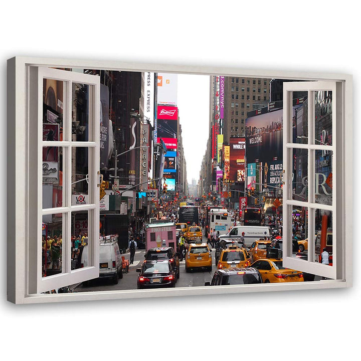 Feeby Wandbild New York Druckbild Leinwandbild Fenster-Illusion mehrfarbig 90x60 cm Leinwandbild 90x