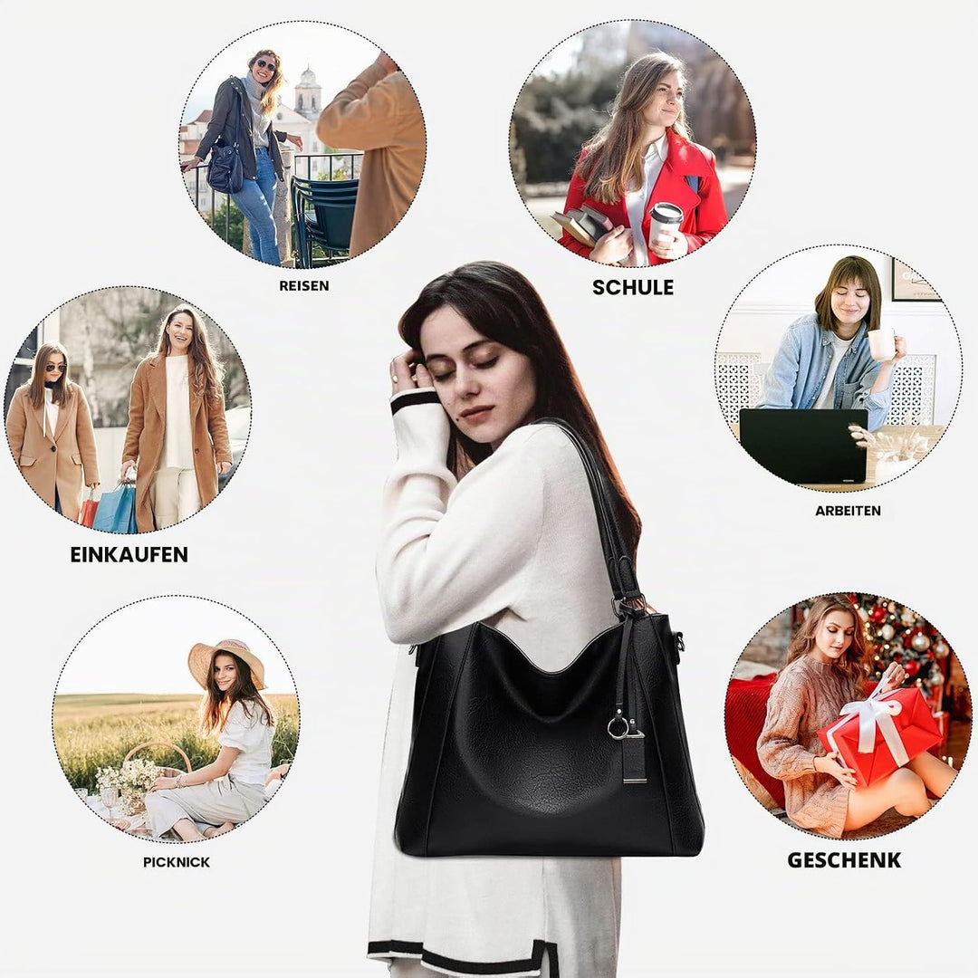 Long Keeper Handtasche Damen Gross - Tote Bag Shopper Damen Leder Umhängetasche Damen Schultertasche