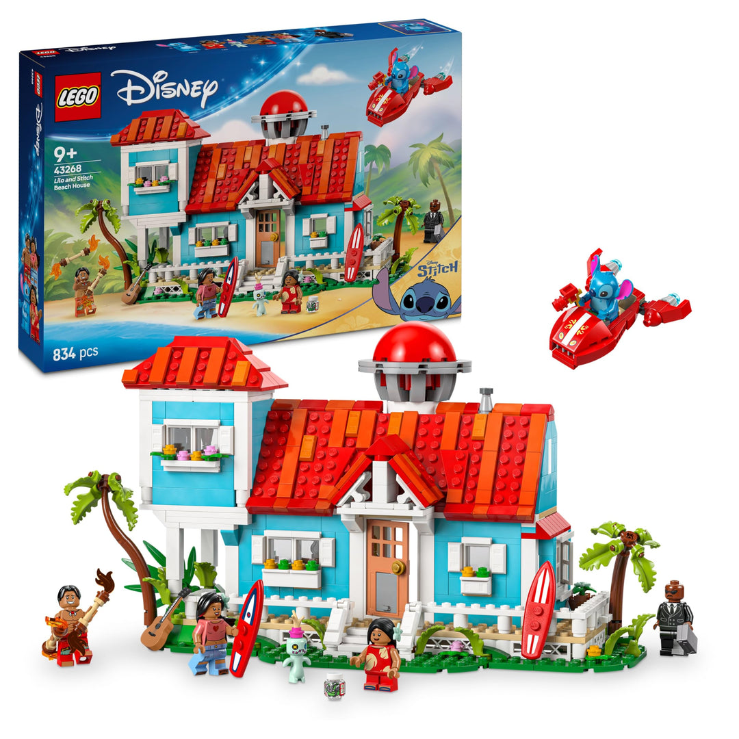 LEGO | Das Strandhaus aus „Lilo und Stitch“ - Spielzeug mit 6 Zimmern, Dachterrasse, Raumschiff und
