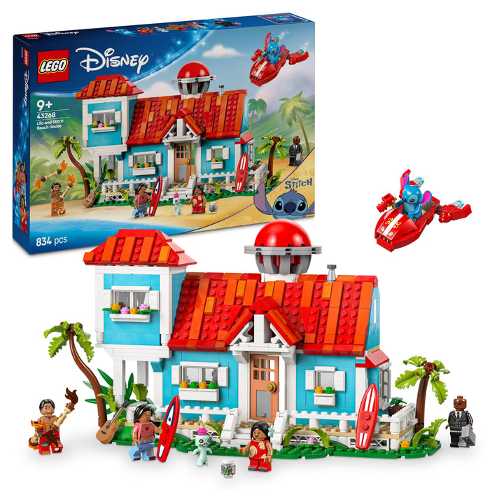 LEGO | Das Strandhaus aus „Lilo und Stitch“ - Spielzeug mit 6 Zimmern, Dachterrasse, Raumschiff und