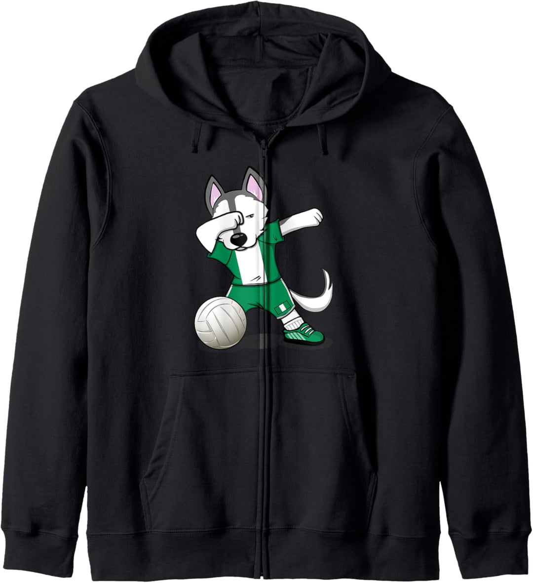 Dabbing Husky Hund Nigeria Volleyball - Nigerianische Flagge Kapuzenjacke