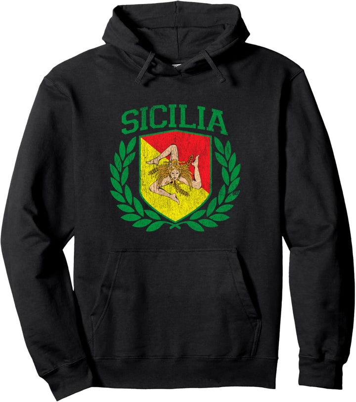 Sicilia Flagge und Schild mit Trinacria - Sizilien Flagge Pullover Hoodie