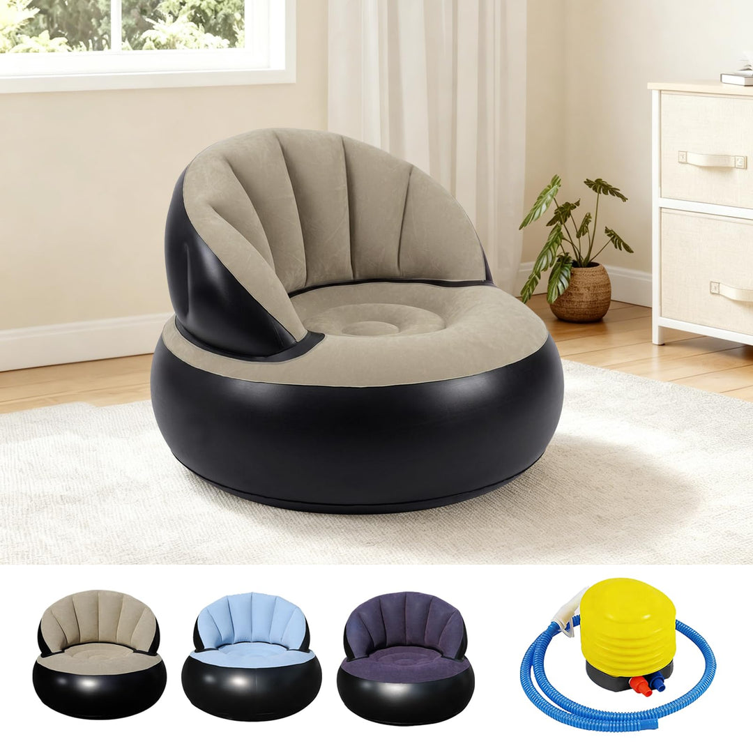 Aufblasbares Sofa Sessel mit Pumpe, Faltbarer Luftsessel für Innen &amp; Aussen, Bequeme Aufblasbare Cou