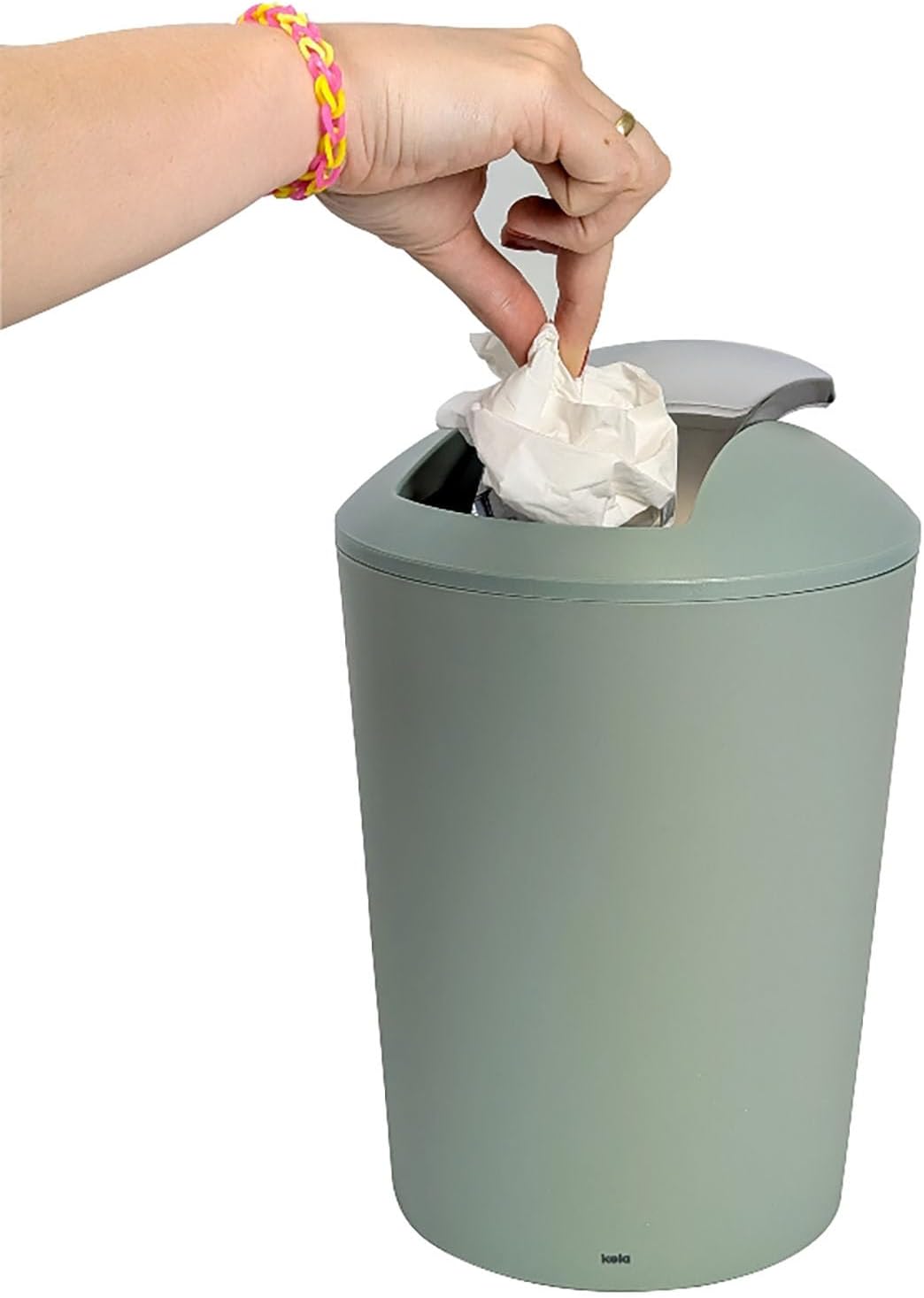 kela Schwingdeckeleimer grün, Kosmetikeimer 5l mit Schwingdeckel, Kunststoff, MARTA, Mülleimer Badez