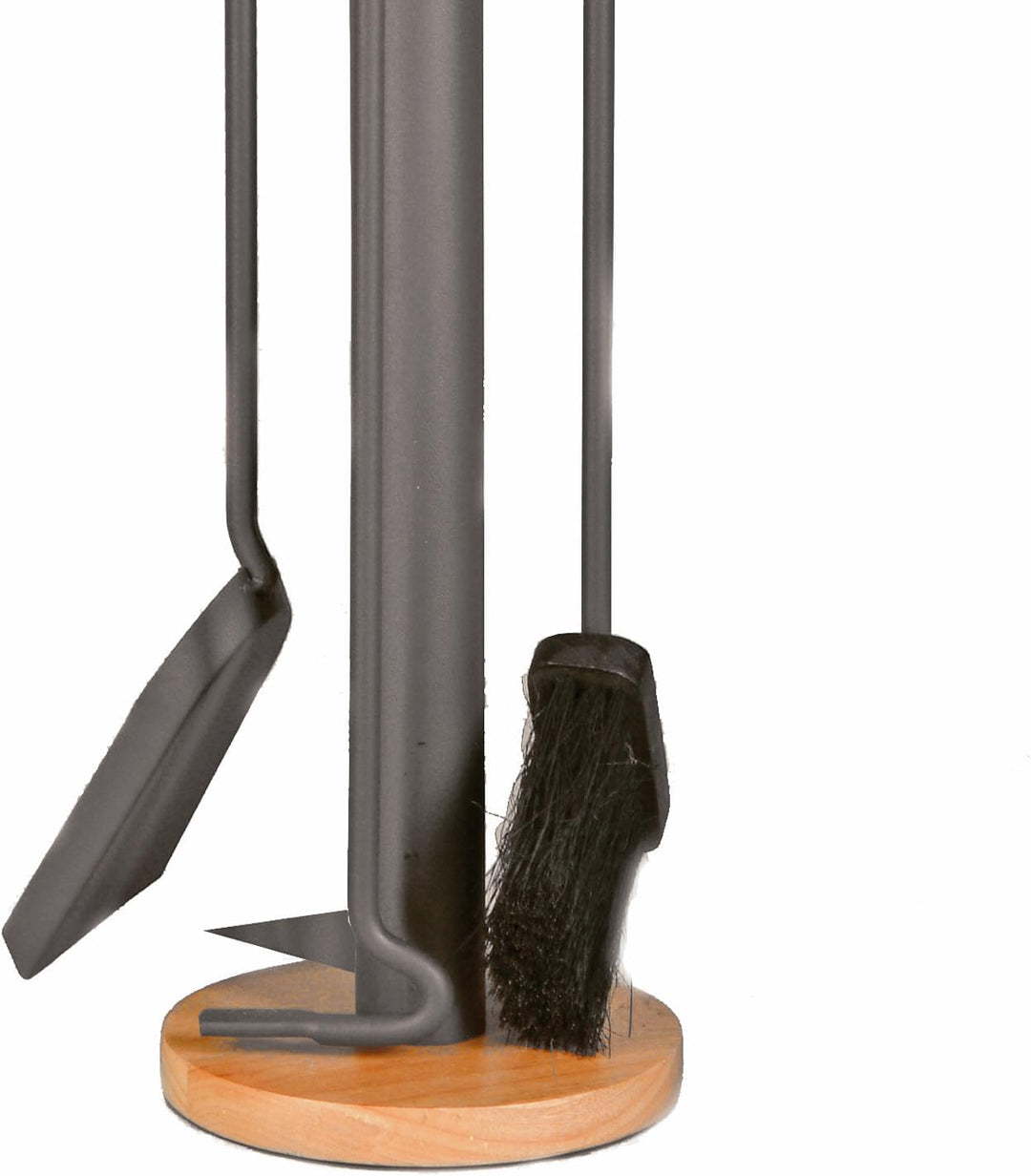 raik 21.02.717.2 Kaminbesteck, 4-teilig, anthrazit beschichtet, Holzgriffe, 64cm