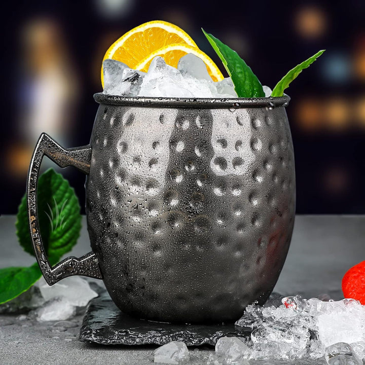 Moscow Mule Mugs Set of 4 Black Moscow Mule Mug 530 ml Gunmetal Black Plated Stainless Steel Mug Dou