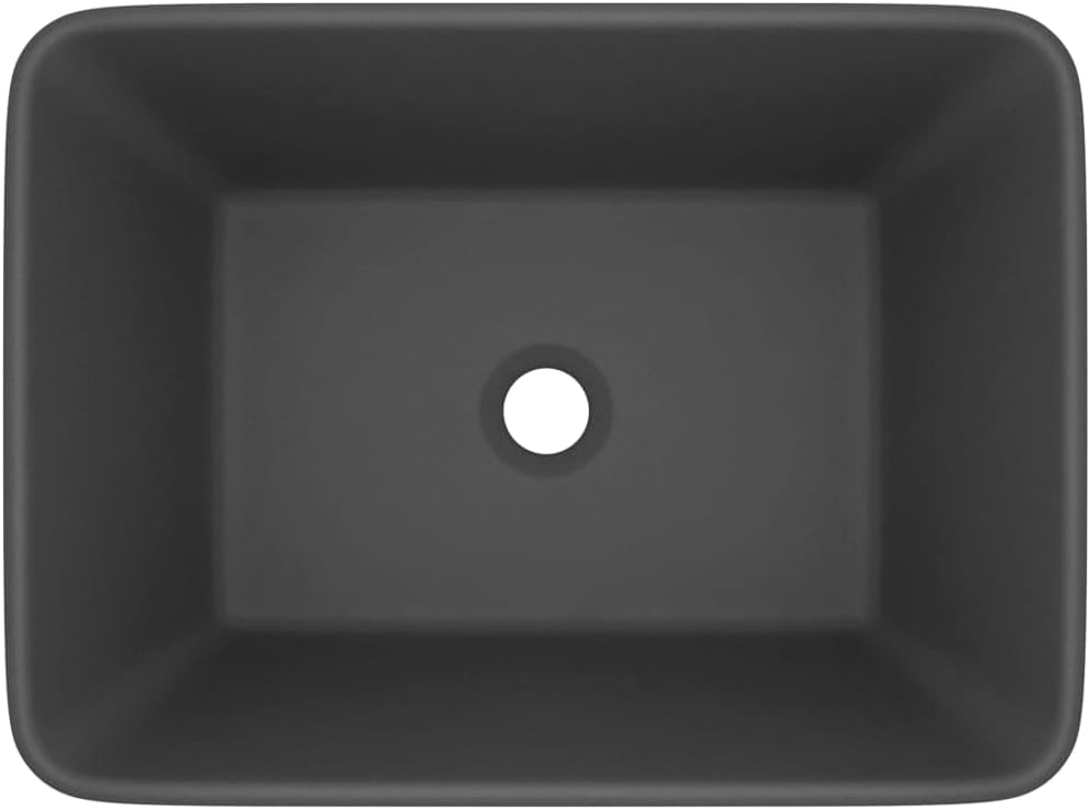 Luxus-Waschbecken Matt Dunkelgrau 41x30x12 cm Keramik Aufsatzwaschbecken Eckig Badezimmer Möbel Hand