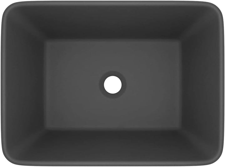 Luxus-Waschbecken Matt Dunkelgrau 41x30x12 cm Keramik Aufsatzwaschbecken Eckig Badezimmer Möbel Hand