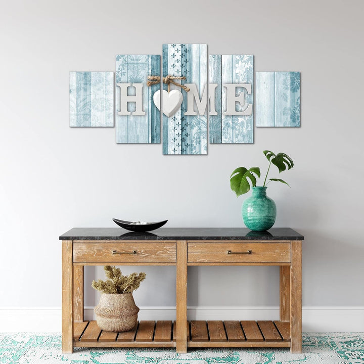 Runa Art Wandbilder Home Holzoptik 5 Teilig Bild auf Vlies Leinwand Deko Wohnzimmer Mit Spruch Grau