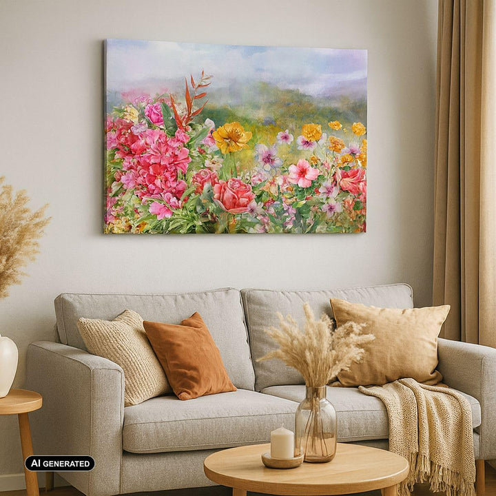 Bilder auf Leinwand 100x70cm Leinwandbild mit Rahmen blume sommer natur Gross Wanddeko Bild Schlafzi