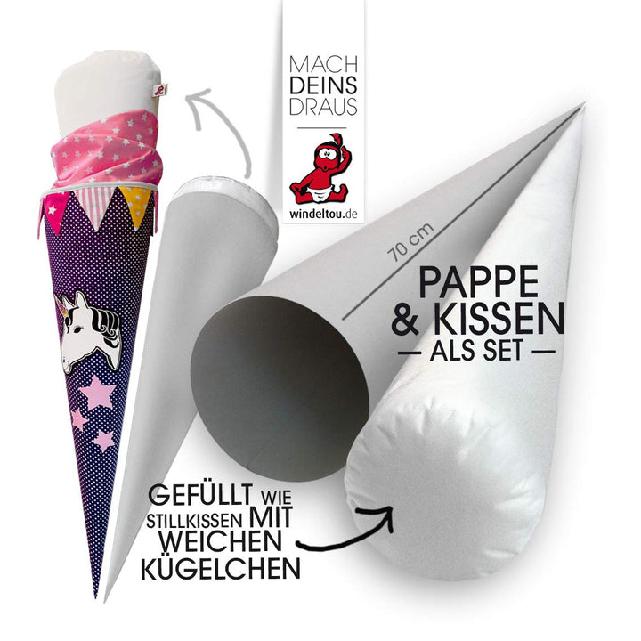 Nähset + Anleitung für Schultüten- bzw. Zuckertütenbezug, 70 cm mit vielen Personalisierungsmögliche