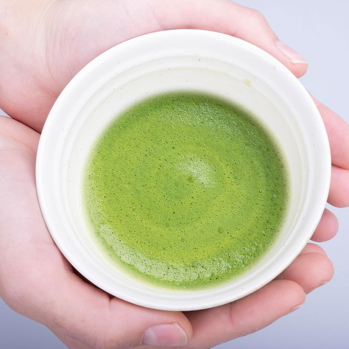 Goodwei Matcha Set mit Matcha Besen, Matcha Schale und Besenhalter aus Keramik | Geschenkset (Shiro)