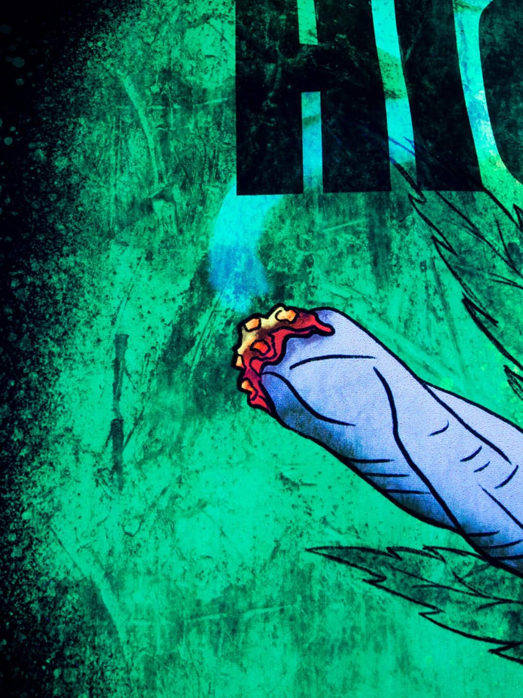 PSYWORK Schwarzlicht Stoffposter Neon | Joint Ganja High Life | 0,6 x 0,9m | UV-aktiv | fluoresziere