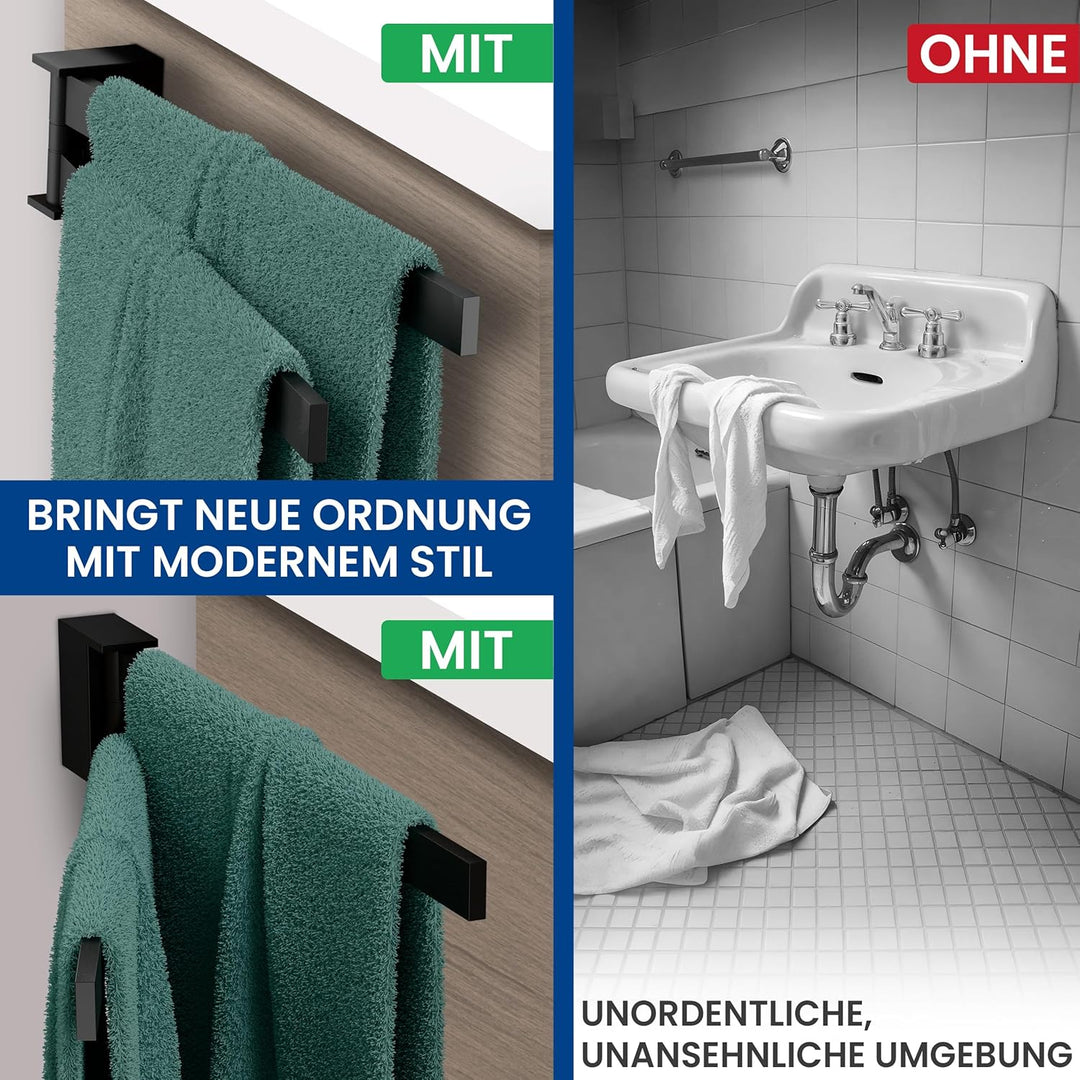 rtmr Handtuchhalter Wandmontage & Schrankmontage, 2-armig, schwenkbar, schwarz matt, Premium Gästeha