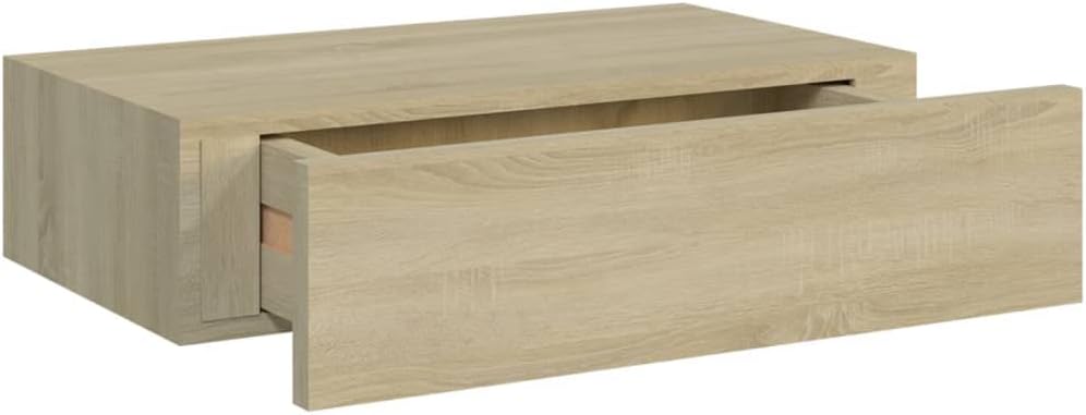 Schubladenregal 40x23,5x10 cm 2 Pcs MDF, Metall Eichefarben Wandschrank Mit Schublade Mit Schublade