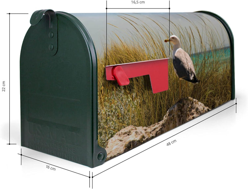 banjado® Amerikanischer Briefkasten - US Mailbox/Letterbox mit Motiv Möwen 51x22x17cm - Postkasten S