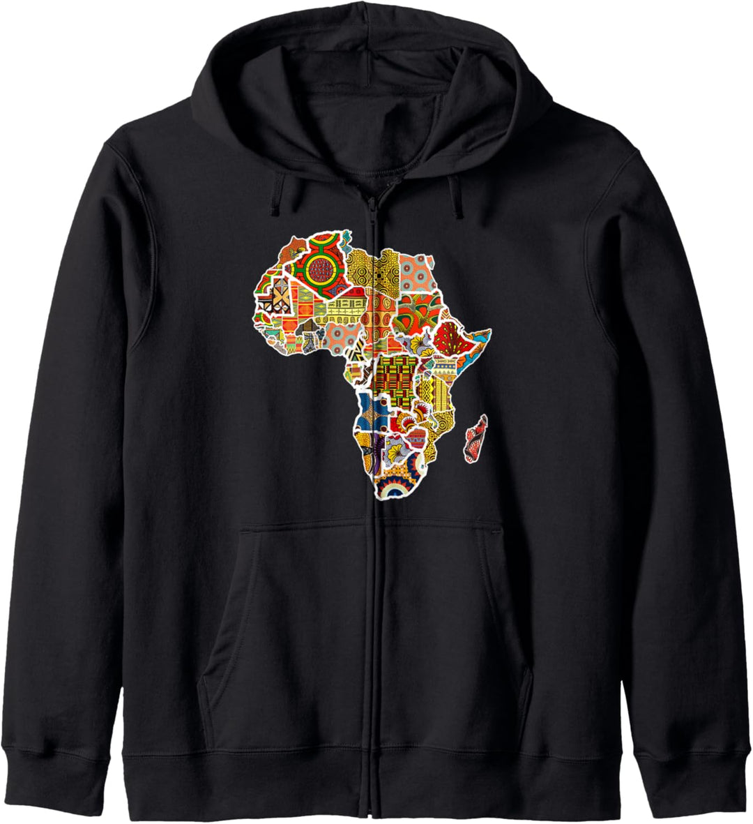 Bold Africa Pattern Fabric Print with African map Kapuzenjacke