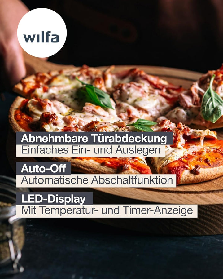 Wilfa CRUST Elektrischer Pizzaofen 2200W I Pizzaofen für bis zu 450 °C mit drehbarem 13" Pizzastein