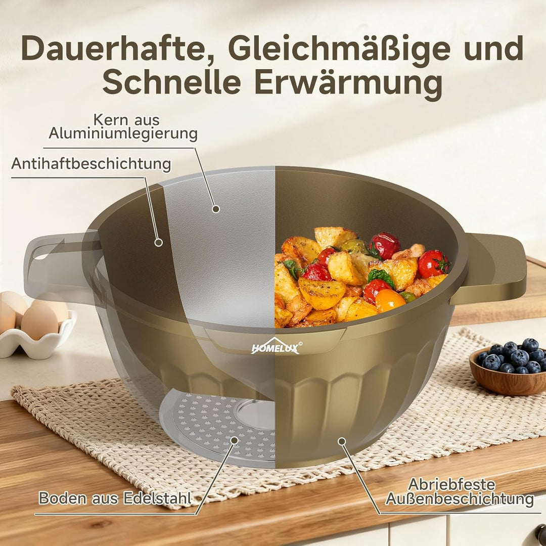HOMELUX Topfset Induktion 8-teilig, 20/24/28/32cm Kochtopf Set mit Antihaftbeschichtet, Kochtöpfe In