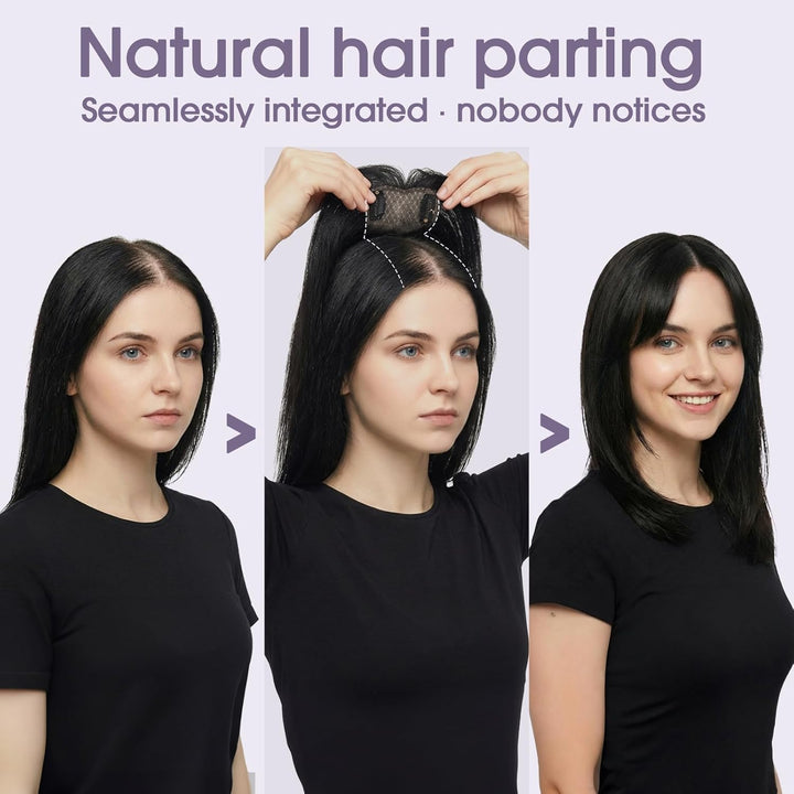 S-noilite Toupets für Frauen mit Seitenpony 8x11cm - 100% Echthaar Topper Hair Extensions Echthaar D
