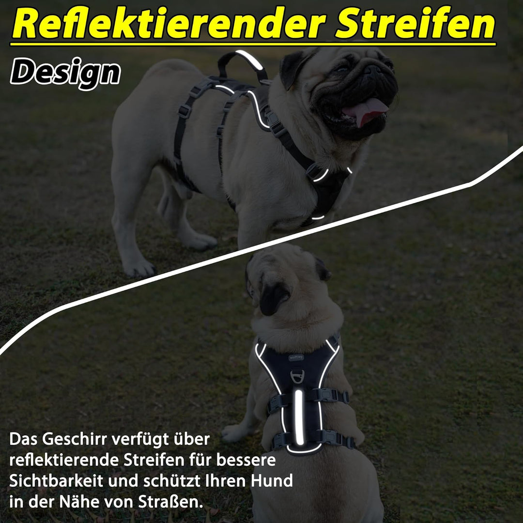 Wuffley Hundegeschirr mit Leine, Sicherheitsgeschirr Hund Ausbruchsicher, Anti Zug Hundegeschirr mit