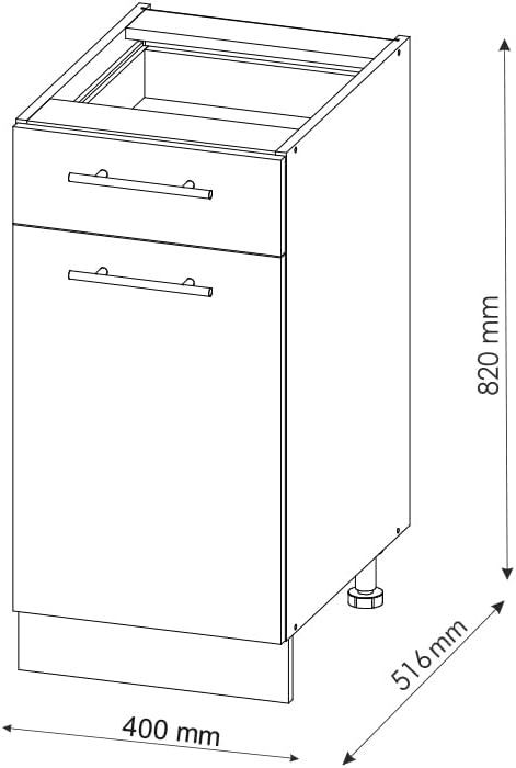 Vicco Küchenunterschrank Fame-Line, Weiss Hochglanz/Goldkraft Eiche, 40 cm ohne Arbeitsplatte, Wei&#