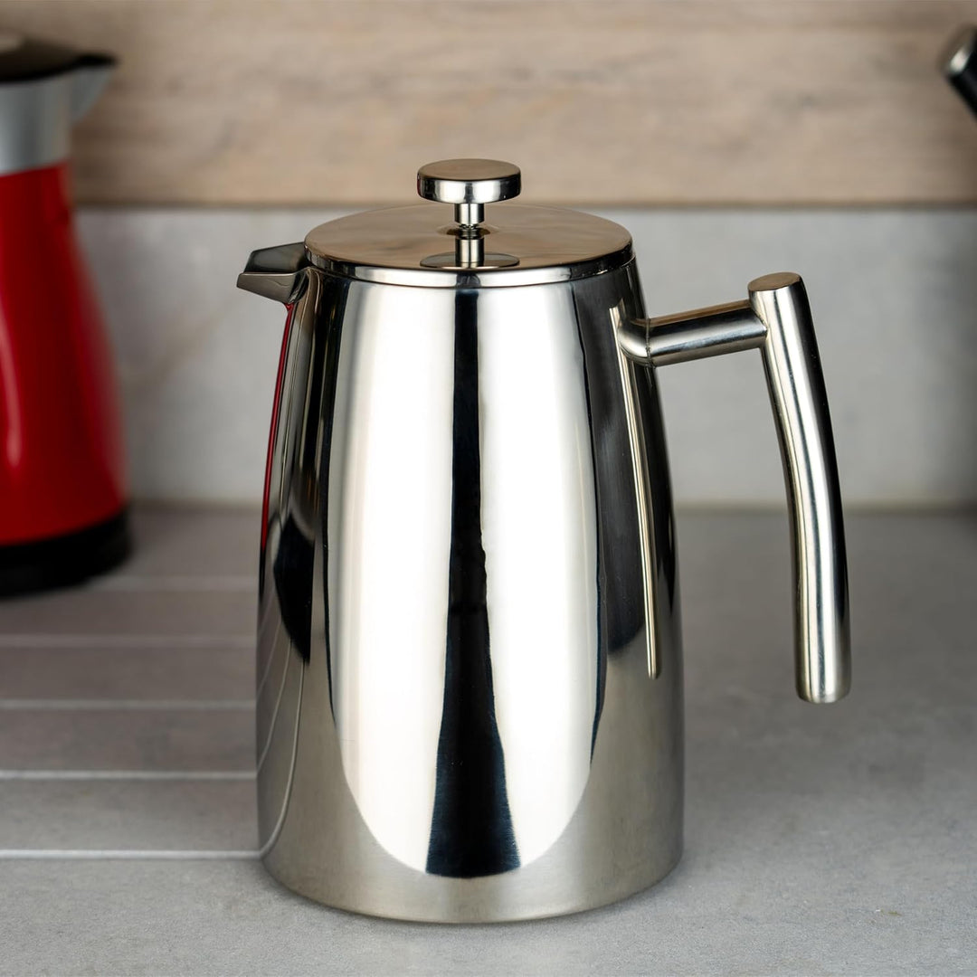 Café Stål Belmont Doppelwandiger Kaffeebereiter aus hochwertigem 18/10 Edelstahl – 3 Mokktassen, 350