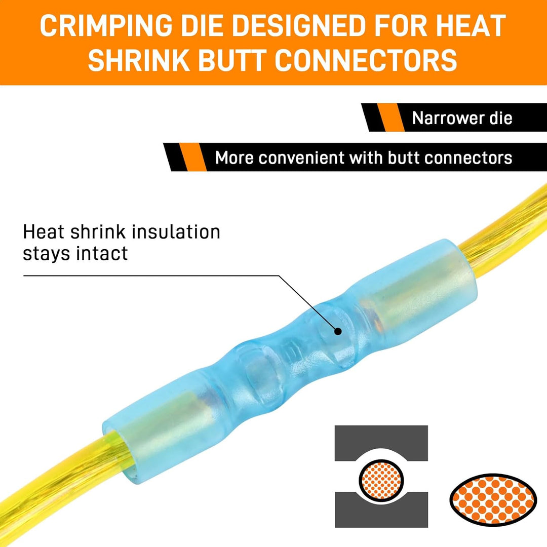 KF CPTEC Crimpzange für Schrumpfverbinder 0,5-8,0 mm² (AWG 22-8) – Krimperzange Kabelschuhe mit Rats