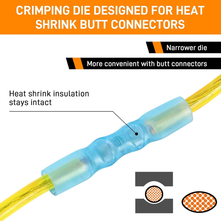 KF CPTEC Crimpzange für Schrumpfverbinder 0,5-8,0 mm² (AWG 22-8) – Krimperzange Kabelschuhe mit Rats