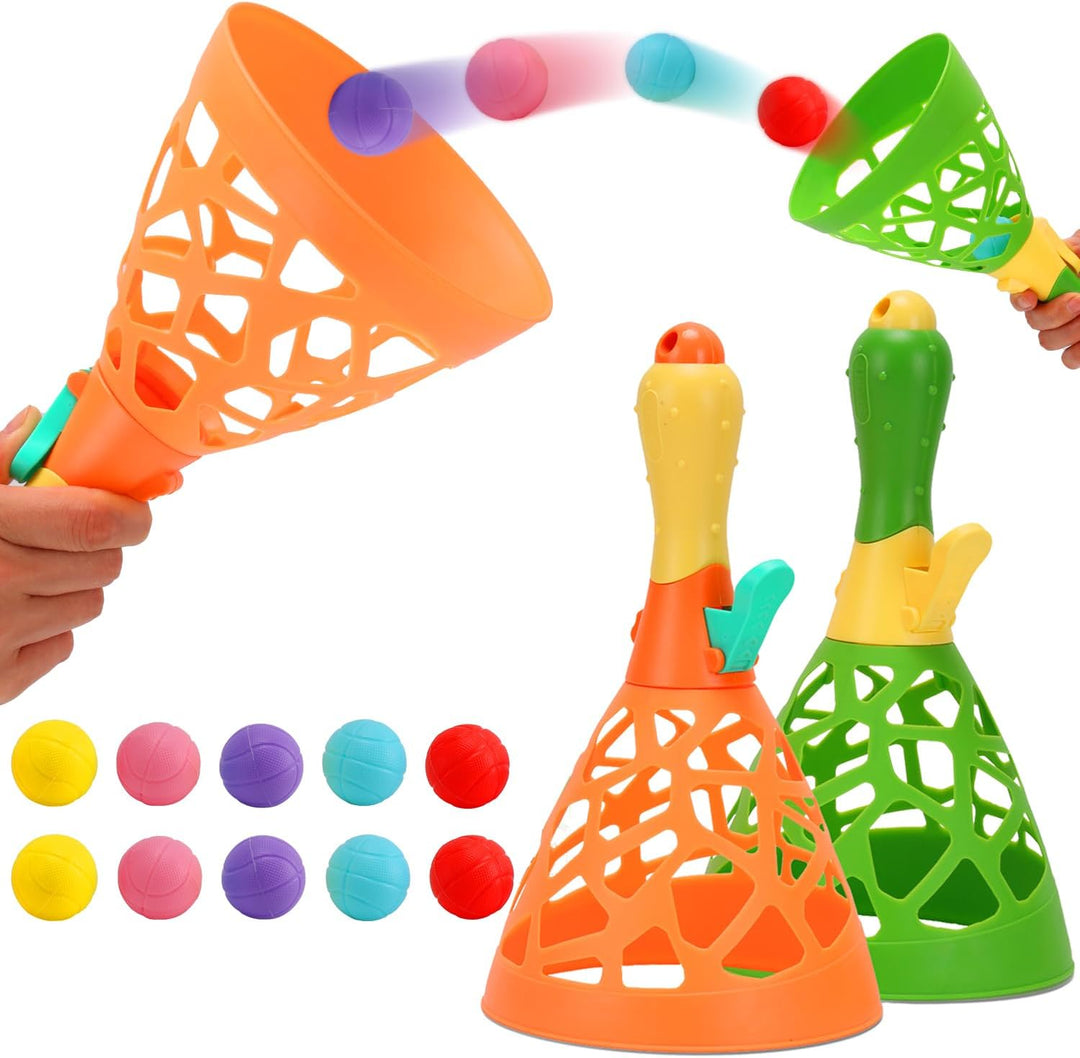 Outdoor Indoor Spielaktivitäten für Kinder mit 2 Catch Launcher-Körben und 10 Bällen, Rasen Campingp