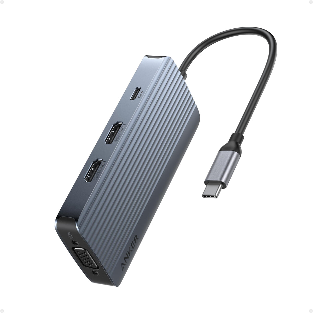 Anker 8-in-1 USB-C Hub, USB C Dockingstation Triple Display Multi-Port Dongle mit 2 HDMI und VGA, 5
