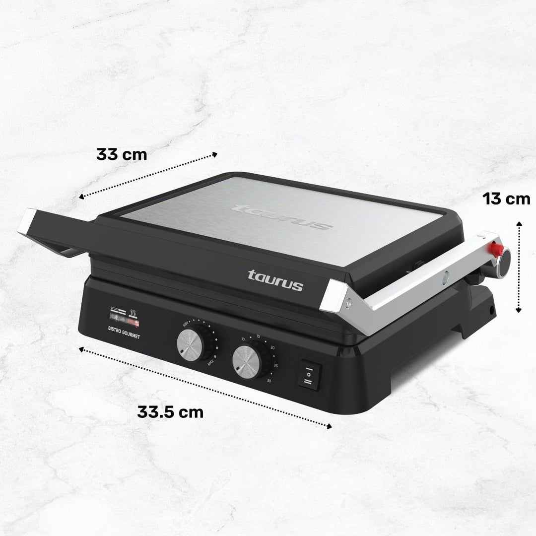 Taurus - Kontaktgrill Bistro 2600W | 2-in-1 Grill & Plancha | 29x23 cm | Stair System Höhenverstellu