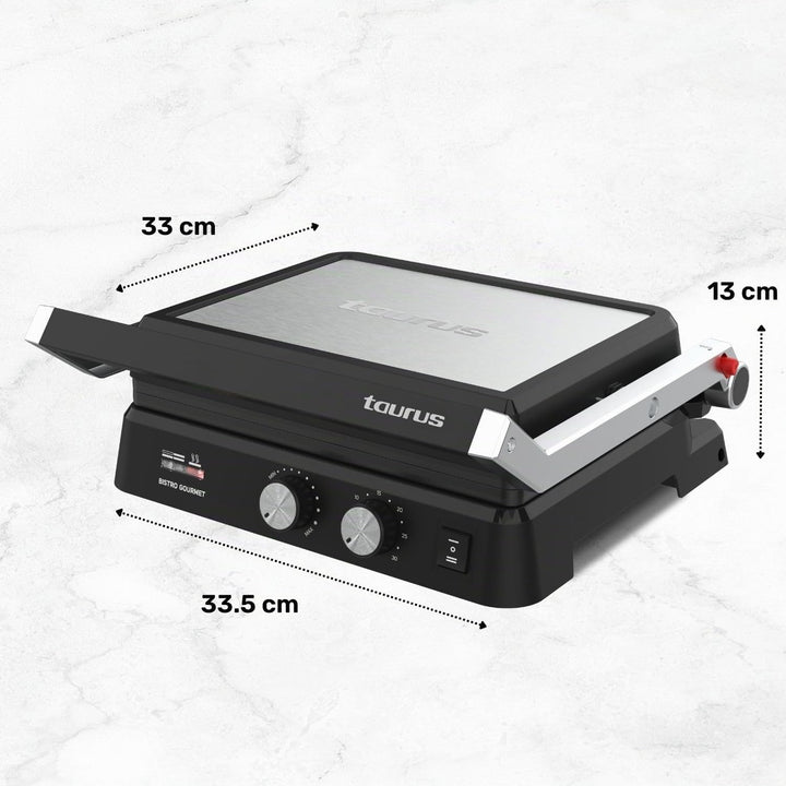 Taurus - Kontaktgrill Bistro 2600W | 2-in-1 Grill & Plancha | 29x23 cm | Stair System Höhenverstellu