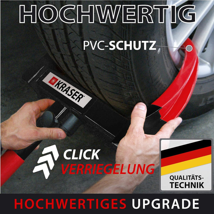 KRASER KR820 Radkralle Parkkralle mit Sicherheitsschloss für Auto PKW Wohnwagen, Anhänger Reifenkral