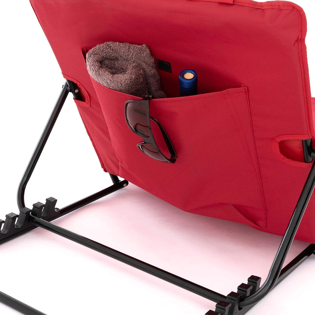 Nexos Trading 2er Set Strandmatte Beach-Matte gepolstert faltbar verstellbare Rückenlehne (Rot - ein