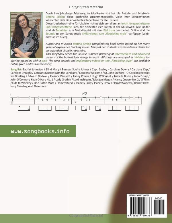 flatpicking Ukulele - 30 Songs by Turlough O'Carolan: Deutsch & English - Tabs, Online-Videos & Soun