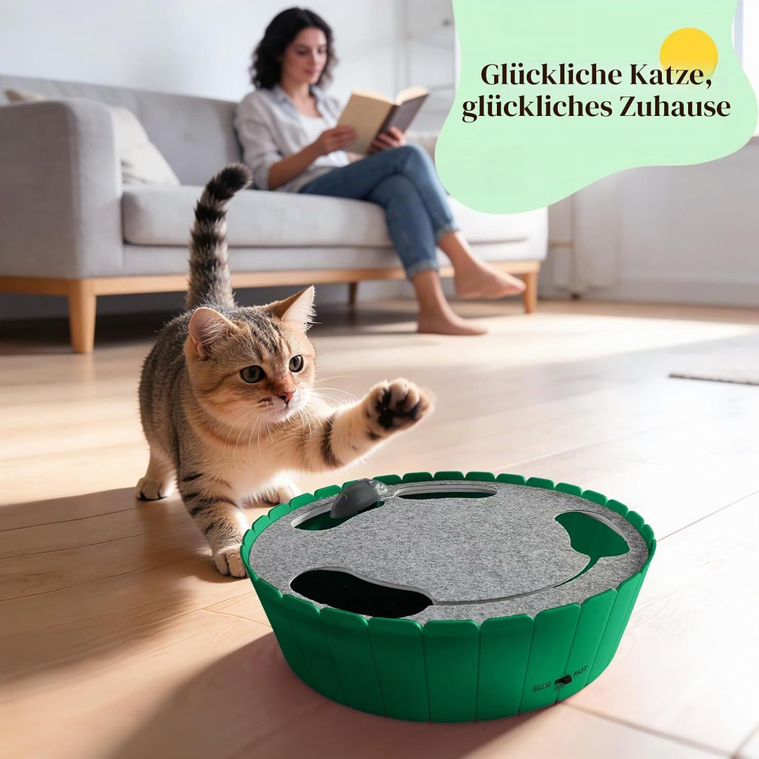 Pawaboo Katzenspielzeug Elektrische Maus, Interaktiv Kätzchen Spielzeug Katzenbett Kratzmatte Katzen