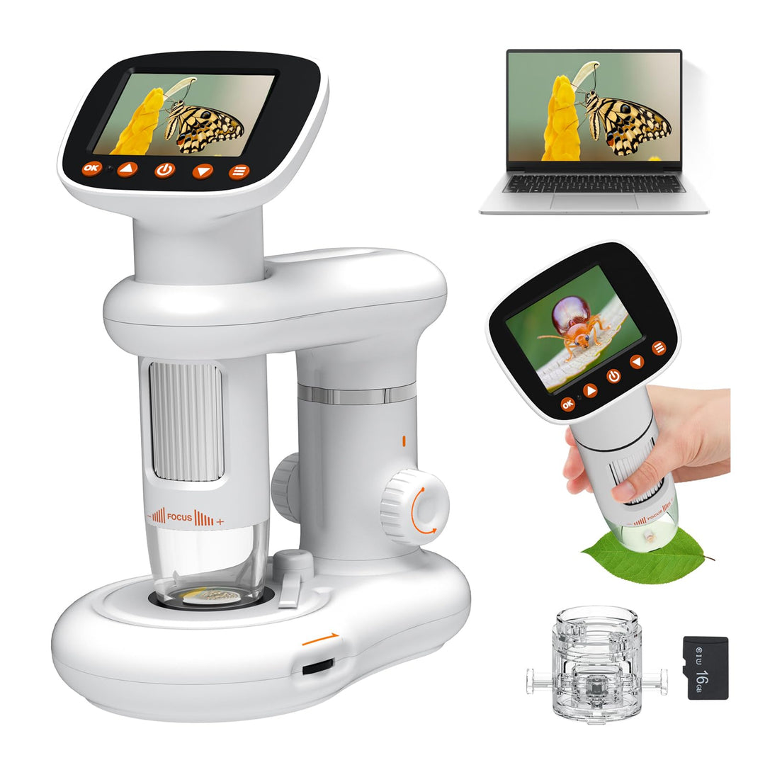 Mikroskop für Kinder 1000x Zoom Microscope 2" LCD Bildschirm Digitalmikroskop Tragbar Kindermikrosko