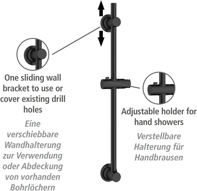 WENKO Duschstange ohne Bohren, Brausestange zur Befestigung mit Spezial-Klebepad, aus rostfreiem Ede