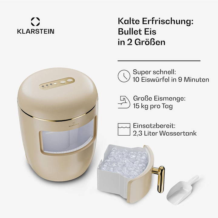 Klarstein Eiswürfelmaschine für Zuhause Camping Gastro, Schnelle Mini-Eiswürfelmaschine Klein, Profi