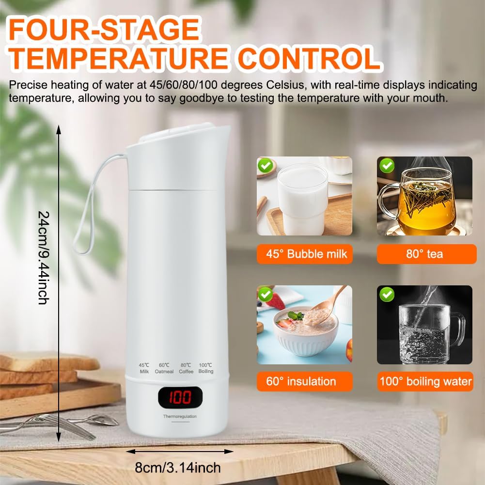 400ML Reise Elektrisch Wasserkocher, 3 in 1 Kleiner Tragbarer Wasserkocher, Mini Electric Kettle mit