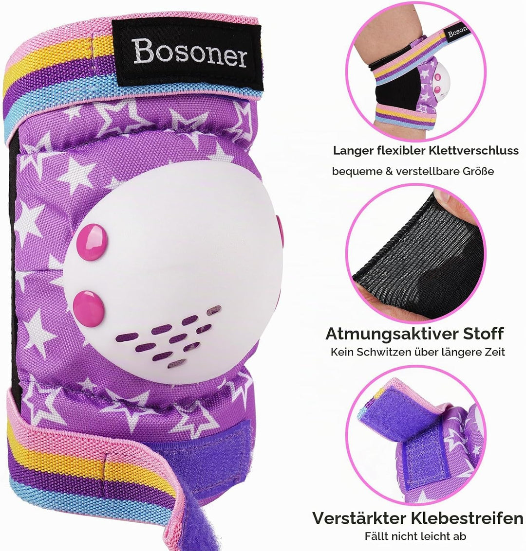 BOSONER Knieschoner Kinder Schoner Inliner Protektoren 6er Set Schützer Inliner Inline Skates Knie U