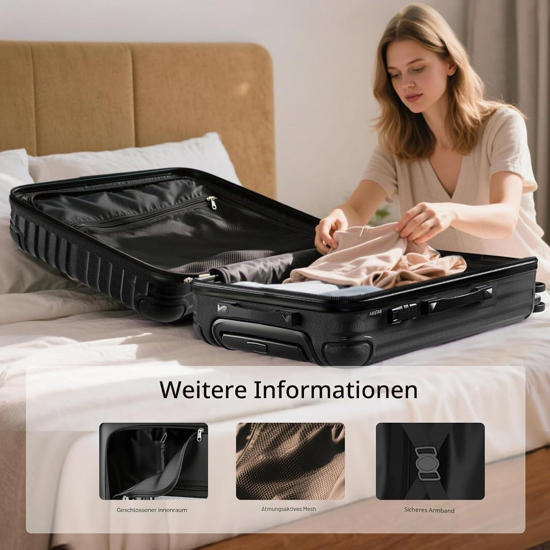 Voyager Hartschalen Reisekoffer mittelgross 66x45x27cm, Handgepäck Koffer, leicht Rollkoffer mit 4 R