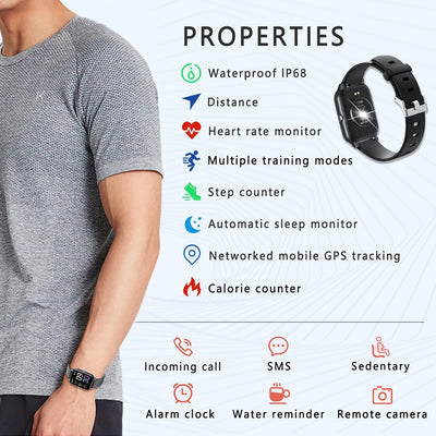 MicLee Damen Herren 1.69 Zoll Smartwatch Fitness Armband Fitness Tracker Schrittzähler Uhr Musiksteu